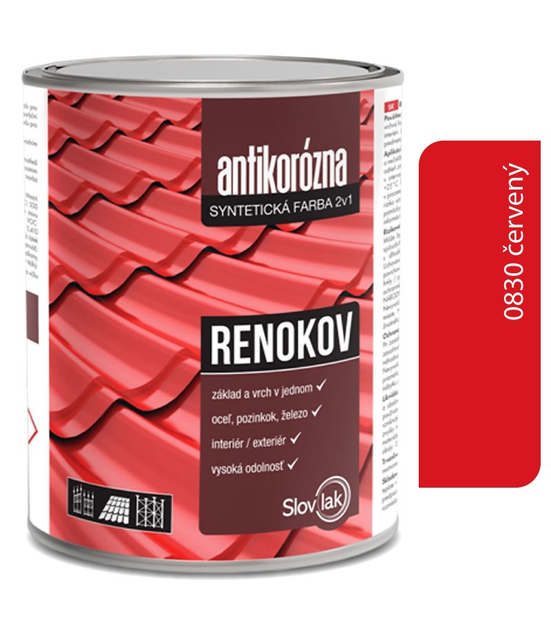 Slovlak Renokov červený - Antikorózna farba na kov 0,75kg
