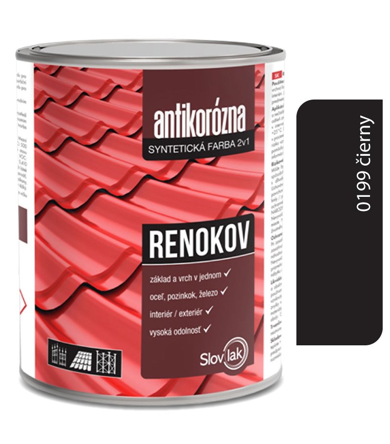 Slovlak Renokov čierny - Antikorózna farba na kov 2,5kg