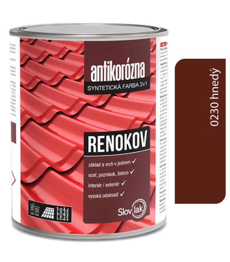 Slovlak Renokov hnedý - Antikorózna farba na kov 2,5kg