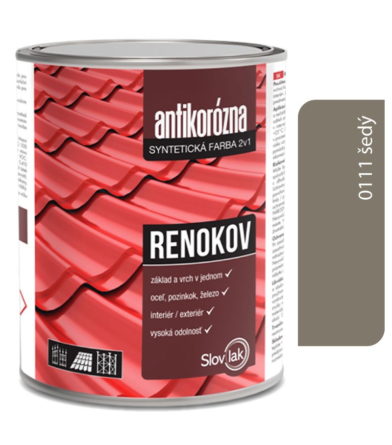 Slovlak Renokov šedý 2,5kg - antikorózna farba na kov