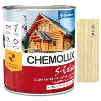 Chemolak S1025 Chemolux S Extra 0102 breza 0,75l - hodvábne lesklá ochranná lazúra na drevo