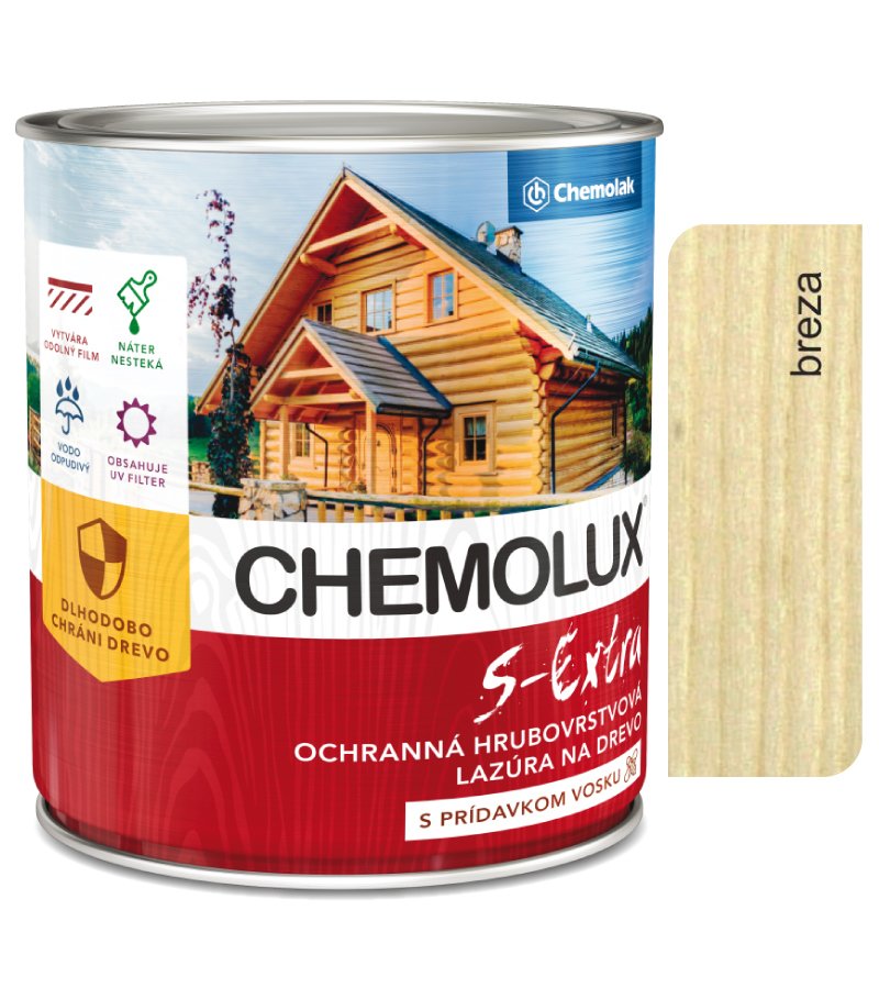 Chemolak S1025 Chemolux S Extra 0102 breza 2,5l - hodvábne lesklá ochranná lazúra na drevo