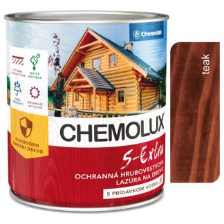 Chemolak S1025 Chemolux S Extra 0252 teak 2,5l - hodvábne lesklá ochranná lazúra na drevo