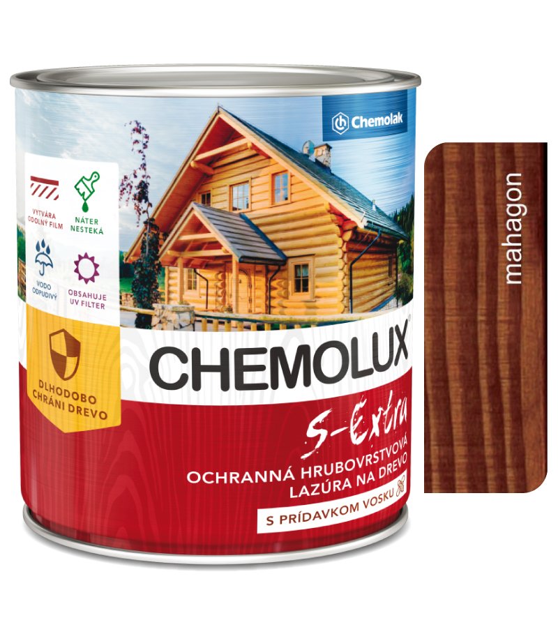 Chemolak S1025 Chemolux S Extra 0272 mahagón 2,5l - hodvábne lesklá ochranná lazúra na drevo