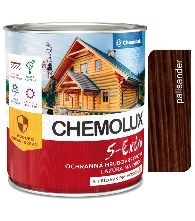 Chemolak S1025 Chemolux S Extra 0282 palisander 0,75l - hodvábne lesklá ochranná lazúra na drevo