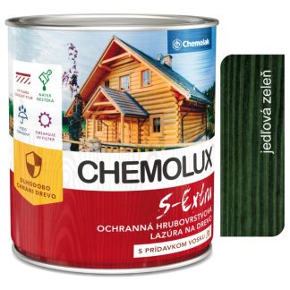 Chemolak S1025 Chemolux S Extra 0532 jedľová zeleň 0,75l - hodvábne lesklá ochranná lazúra na drevo