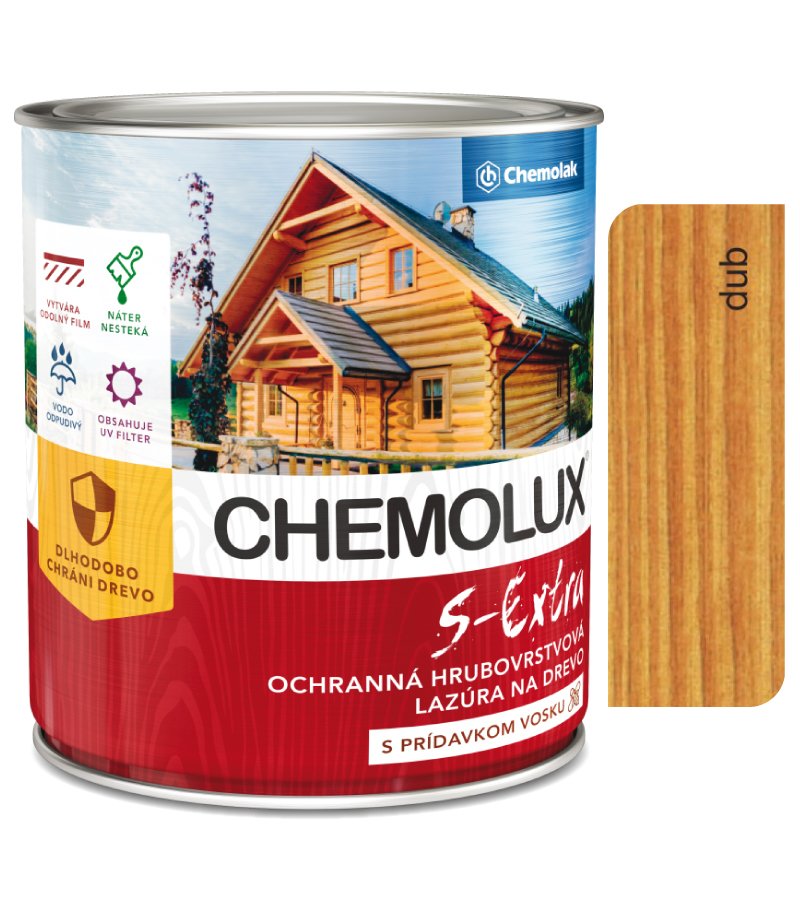 Chemolak S1025 Chemolux S Extra 0632 dub 2,5l - hodvábne lesklá ochranná lazúra na drevo