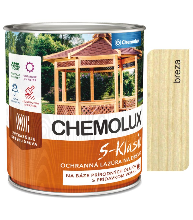 Chemolak S1040 Chemolux S-Klasik 0101 breza 0,75l - matná ochranná lazúra na drevo