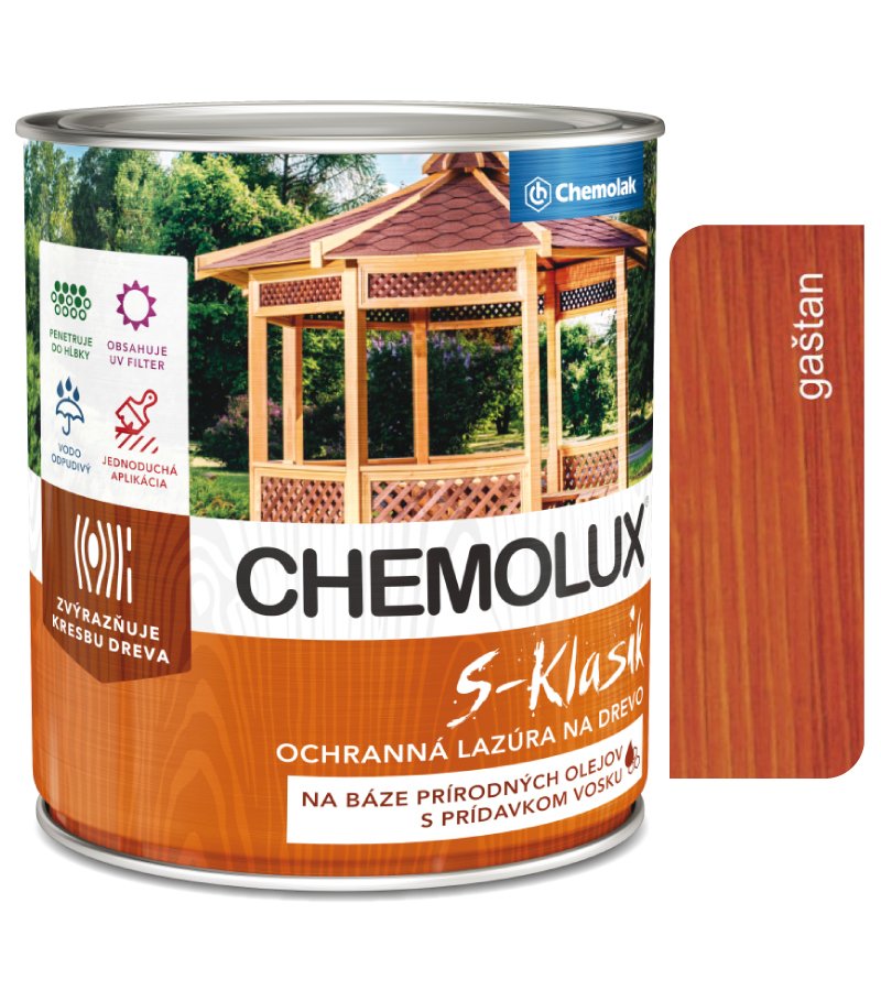 Chemolak S1040 Chemolux S-Klasik 0201 gaštan 0,75l - matná ochranná lazúra na drevo