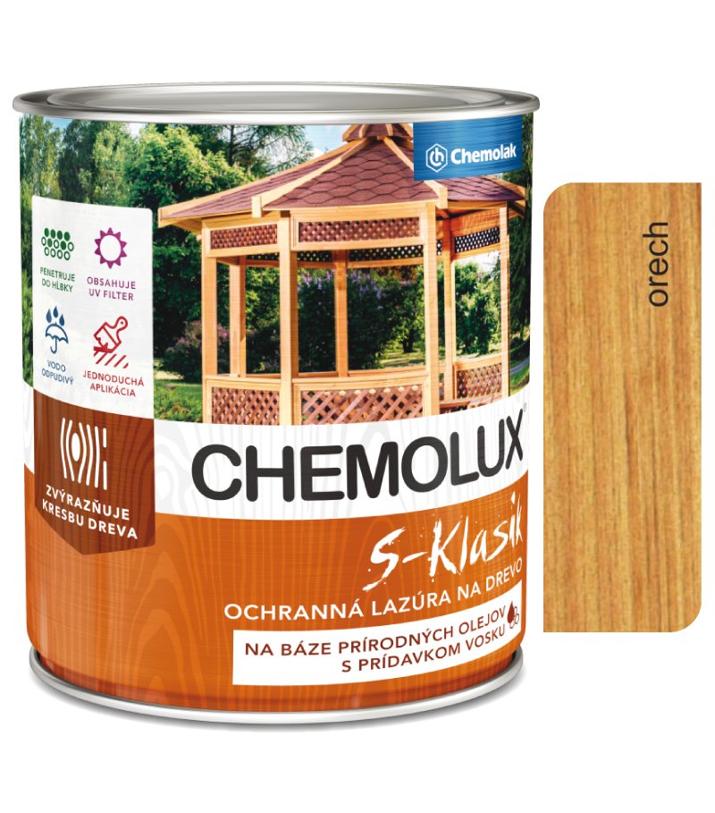 Chemolak S1040 Chemolux S-Klasik 0211 orech 0,75l - matná ochranná lazúra na drevo
