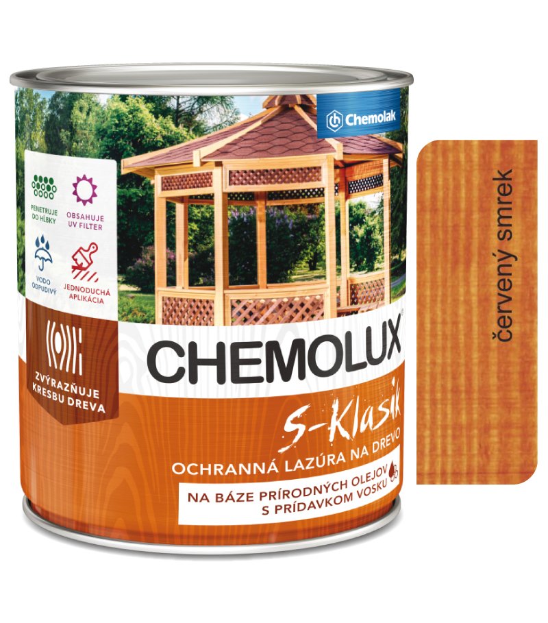 Chemolak S1040 Chemolux S Klasik 0221 červený smrek 2,5l - matná ochranná lazúra na drevo