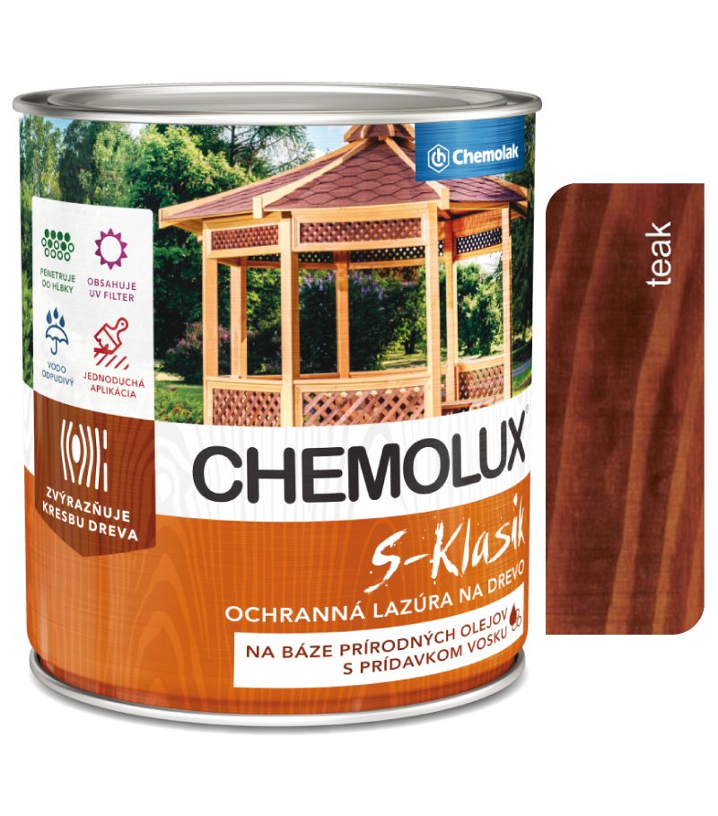 Chemolak S1040 Chemolux S-Klasik 0251 teak 2,5l - matná ochranná lazúra na drevo
