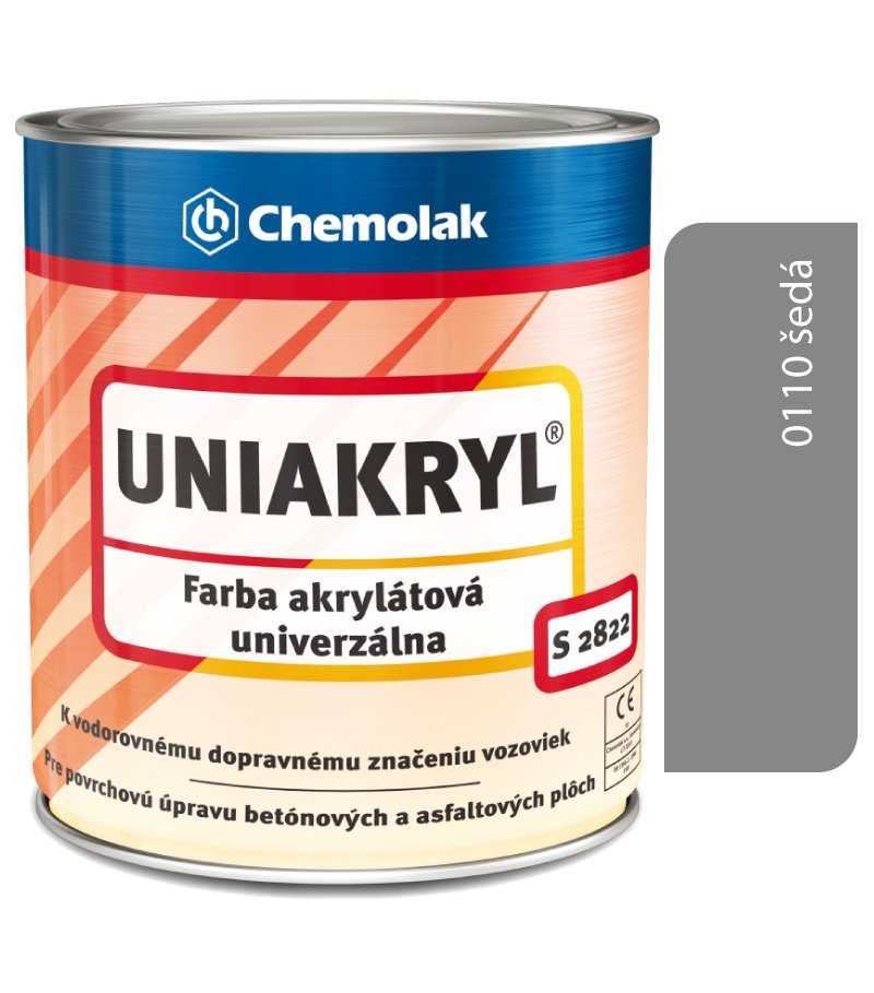 Chemolak S2822 Uniakryl 0110 šedá - Farba na značenie ciest, na asfalt a betón 5kg