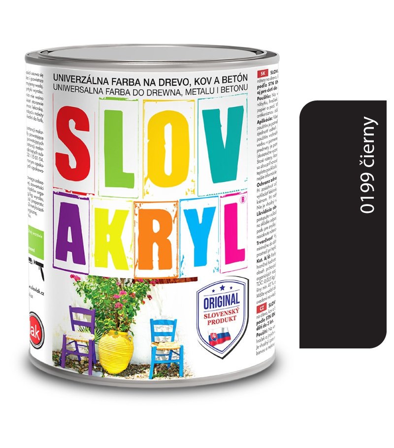 Slovlak Slovakryl 0199 - čierny 0,75kg