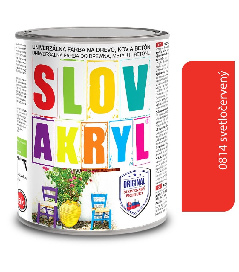 Slovlak Slovakryl 0814 - svetločervený 0,75kg