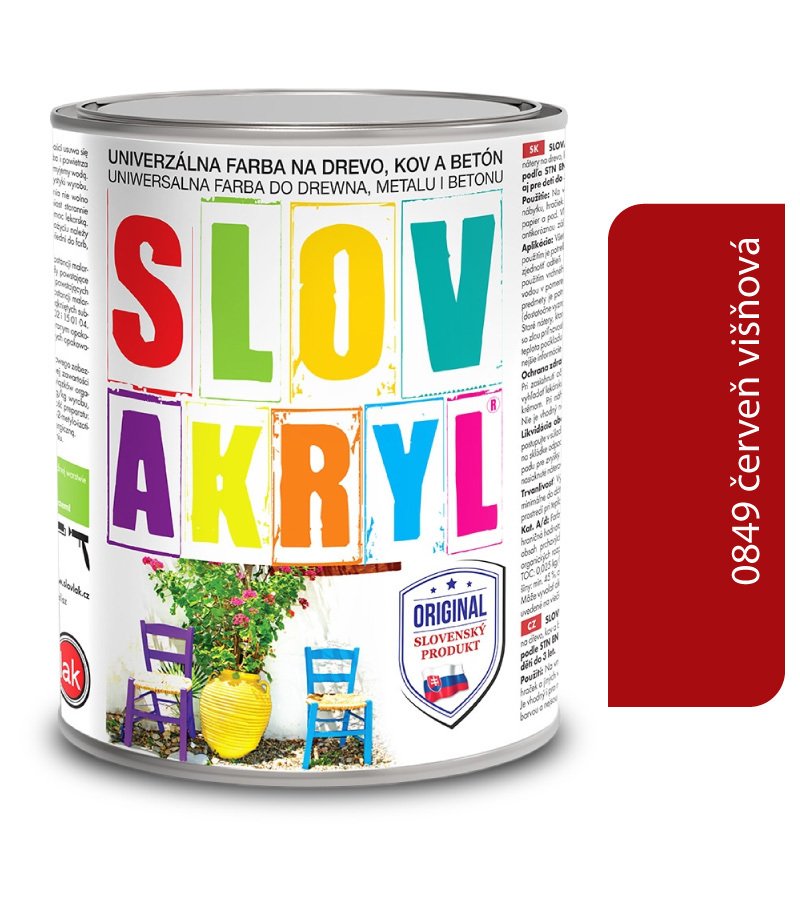 Slovlak Slovakryl 0849 - červeň višnová 0,75kg