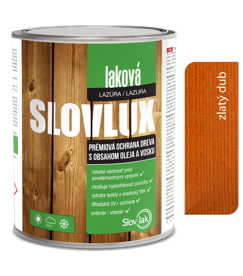 Slovlak Slovlux Laková lazúra 0025 Zlatý dub 5l
