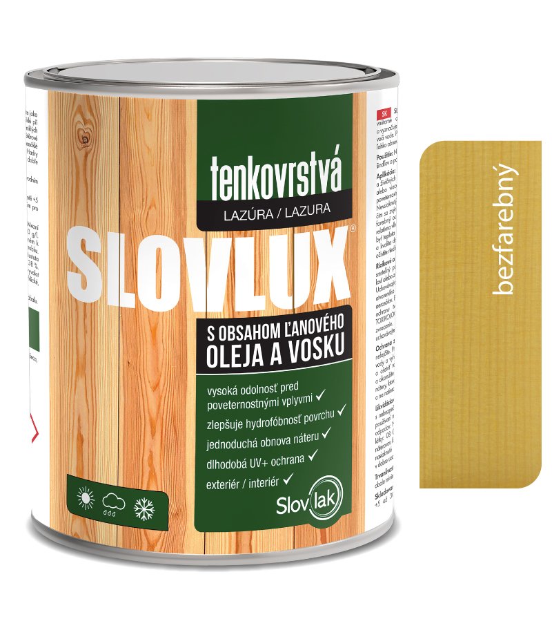 Slovlak Slovlux Tenkovrstvá lazúra na drevo bezfarebná 0,7l