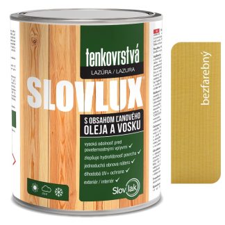 Slovlak Slovlux Tenkovrstvá lazúra na drevo, bezfarebná 2,5l