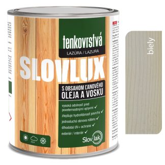 Slovlak Slovlux Tenkovrstvá lazúra na drevo, biela 0,7l