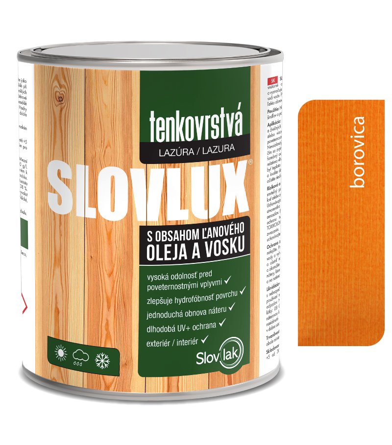 Slovlak Slovlux Tenkovrstvá lazúra na drevo, borovica 0,7l