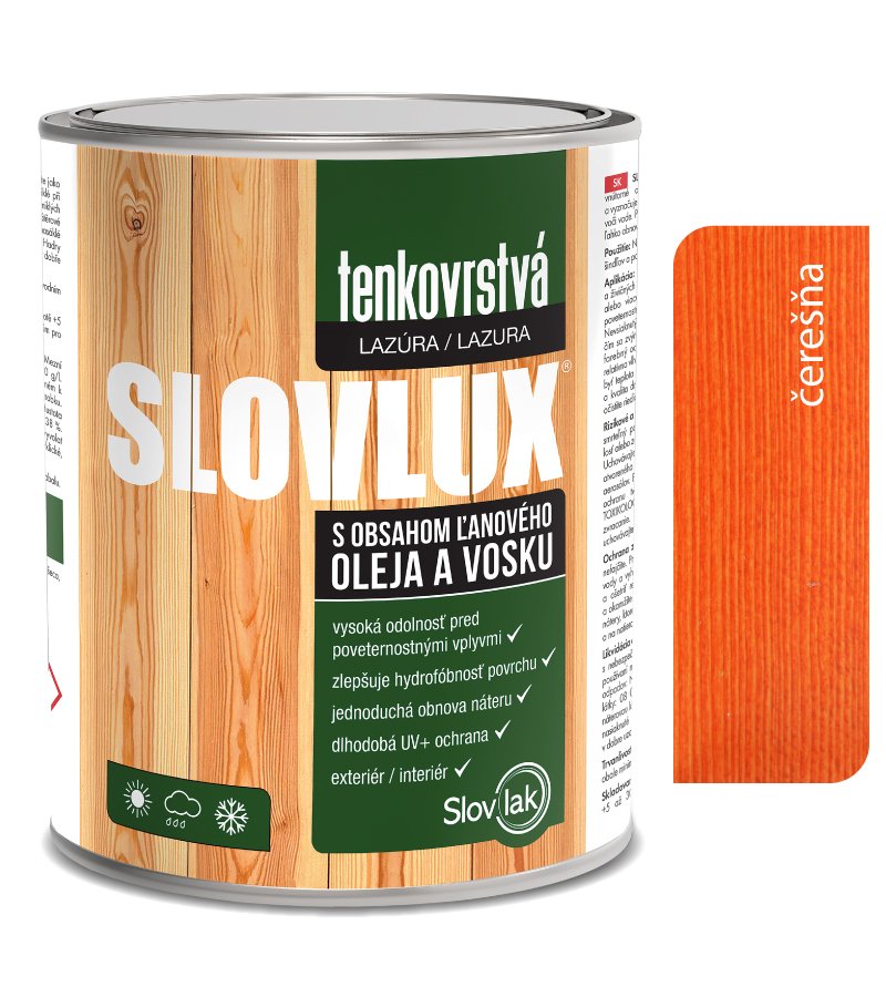 Slovlak Slovlux Tenkovrstvá lazúra na drevo, čerešňa 0,7l