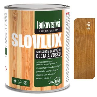 Slovlak Slovlux Tenkovrstvá lazúra na drevo, dub 2,5l