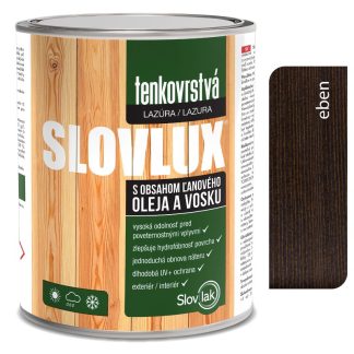 Slovlak Slovlux Tenkovrstvá lazúra na drevo, eben 2,5l
