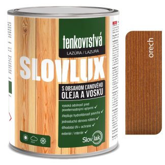 Slovlak Slovlux Tenkovrstvá lazúra na drevo, orech 0,7l