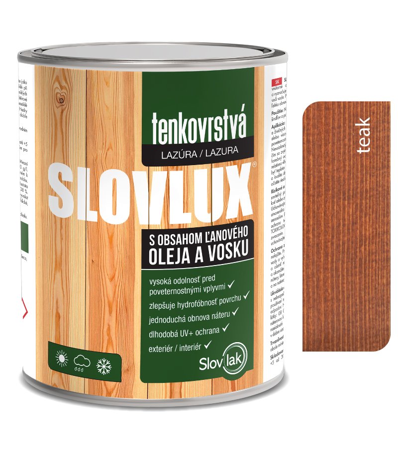 Slovlak Slovlux tenkovrstvá lazúra na drevo teak 10L