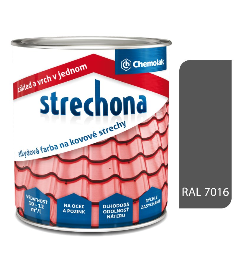 Chemolak Strechona - Farba na strechy 1805/RAL7016 antracit 4l
