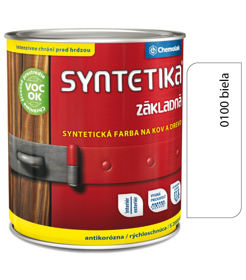 Chemolak Syntetika S2000U 0100 biela 4,5l - základná farba