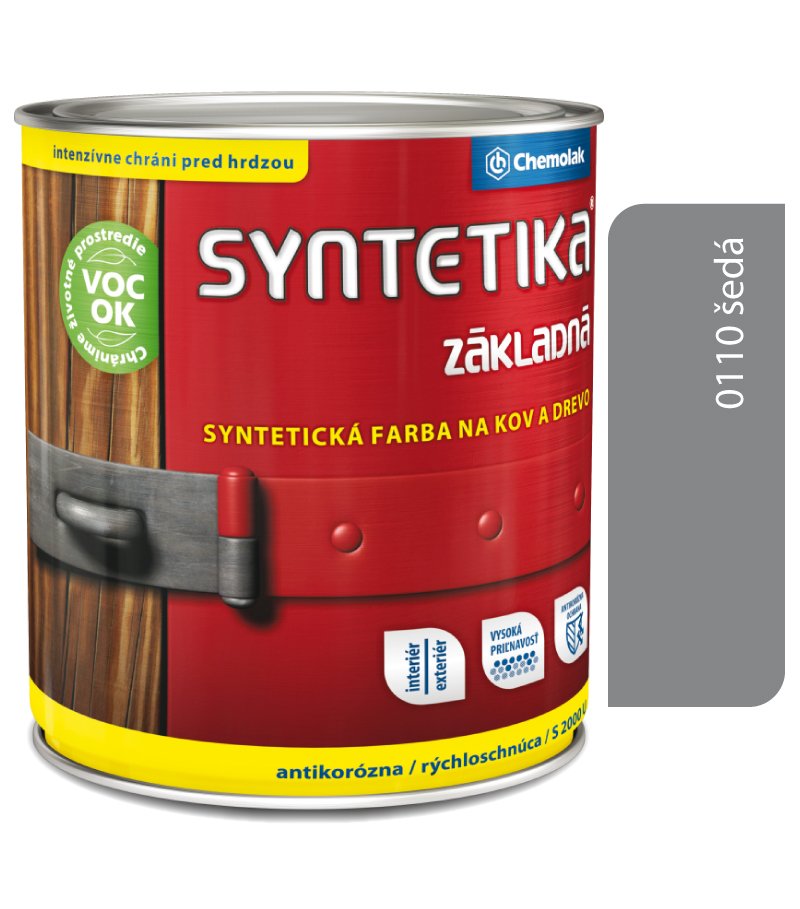 Chemolak Syntetika S2000U 0110 šedá 0,6l - základná farba