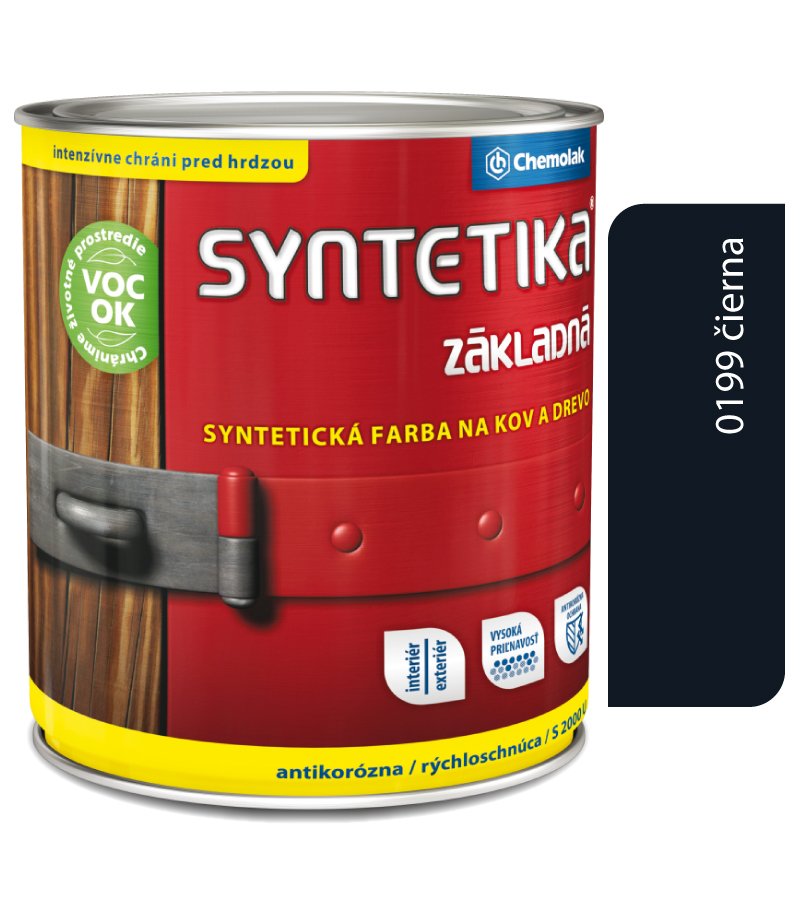 Chemolak Syntetika S2000U 0199 čierna 0,6l - základná farba