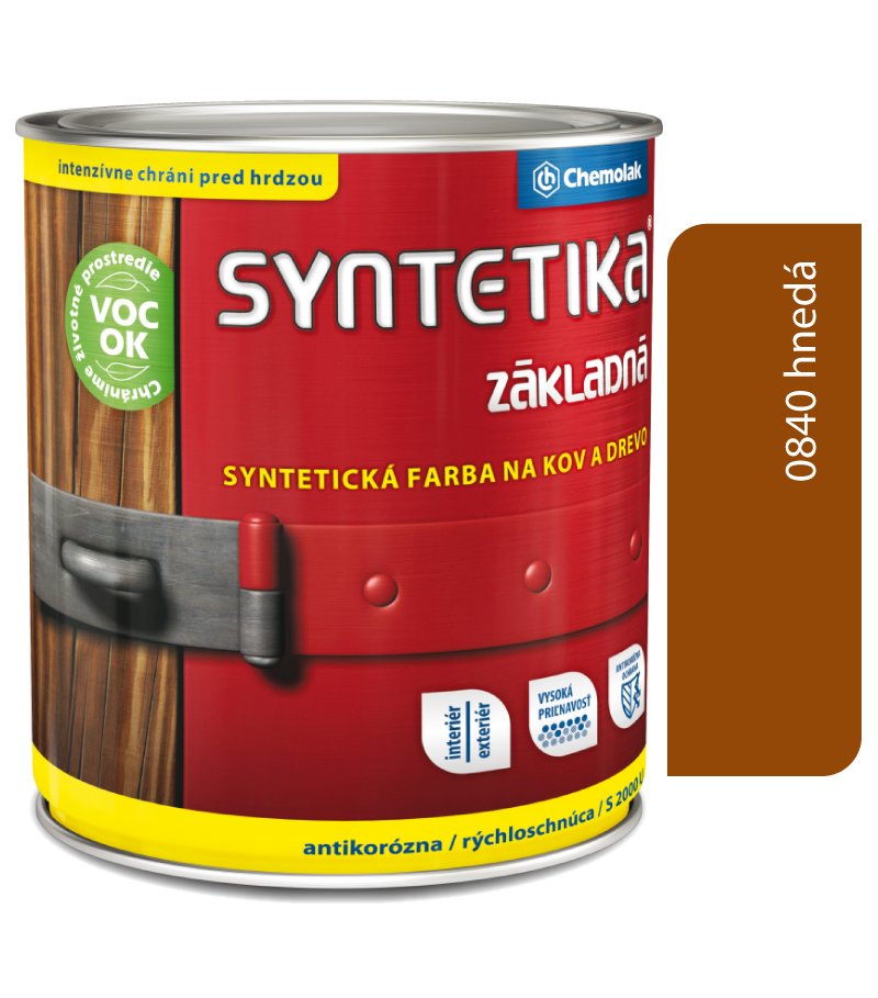 Chemolak Syntetika S2000U 0840 tmavočervená 2,5l - základná farba