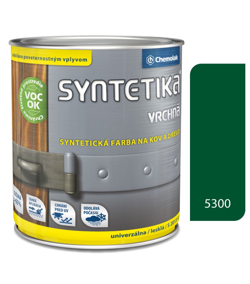 Chemolak Syntetika S2013U 5300 strednozelená 4,5l - vrchná farba lesklá