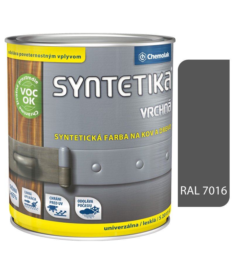Chemolak Syntetika S2013U 7016/1805 antracit 2,5l - vrchná farba lesklá